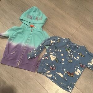 Size 5 -Butter Dip Dye Dream Zip Up Hoodie & Flowers by Zoe Butterfly Sweatshirt